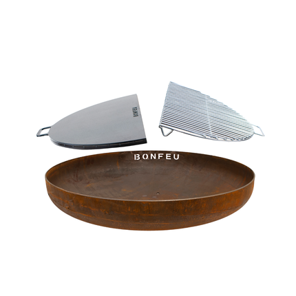 Pakketdeal BonFeu vuurschaal 80 + BonPlancha 1/2 80 + BonGrill 1/2 80