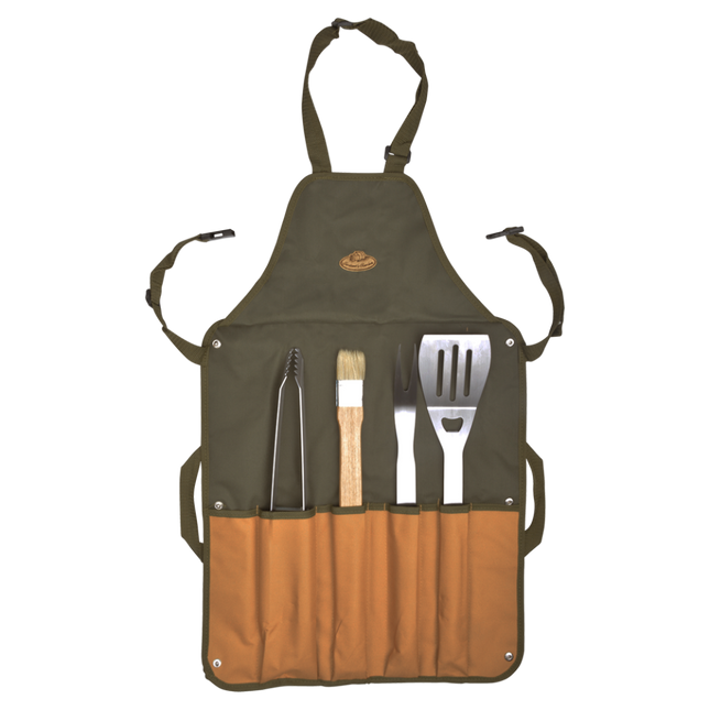 Esschert BBQ schort met 4-delige Gereedschapset