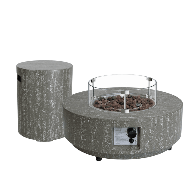 Happy Cocooning vuurtafel set Estate 76 oscuro travertin