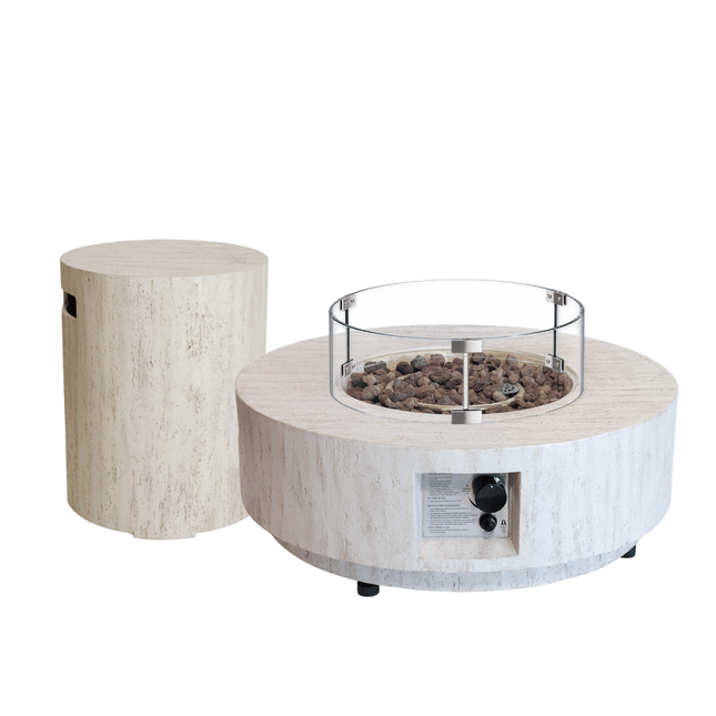 Happy Cocooning vuurtafel set Estate 76 travertin
