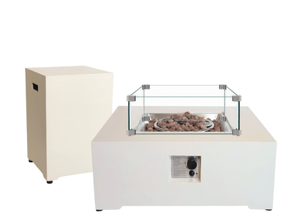 Happy Cocooning vuurtafel set Estate Square 88 oyster beige