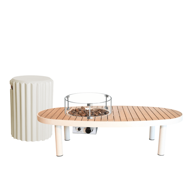 Happy Cocooning vuurtafel set Riviera 140 oyster beige