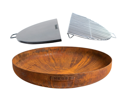 Pakketdeal MOODZ vuurschaal 100 + BonPlancha 1/2 100 + BonGrill 1/2 100