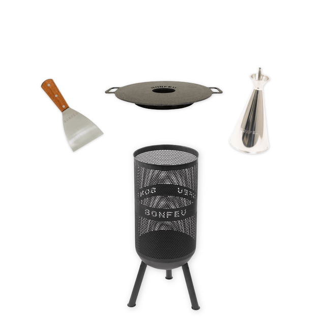 Pakketdeal BonFeu BonVes 34 zwart + plancha + oliekan + spatel