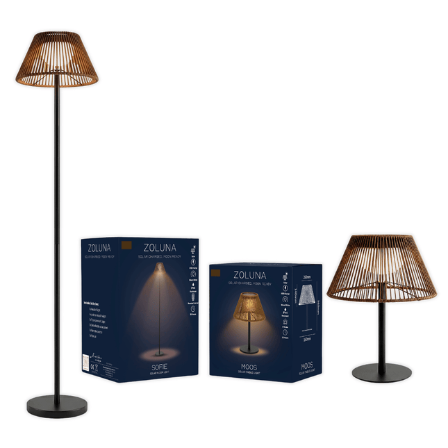 Pakketdeal ZOLUNA 1x vloerlamp Sofie + 1x tafellamp Moos