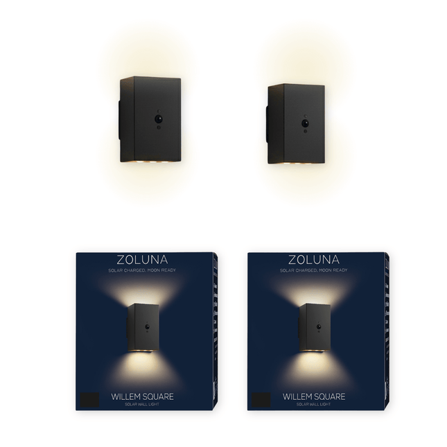 Pakketdeal ZOLUNA 2x wandlamp Willem vierkant