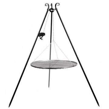 CookKing Driepoot 180 cm met katrol met stalen grillrooster 60 cm
