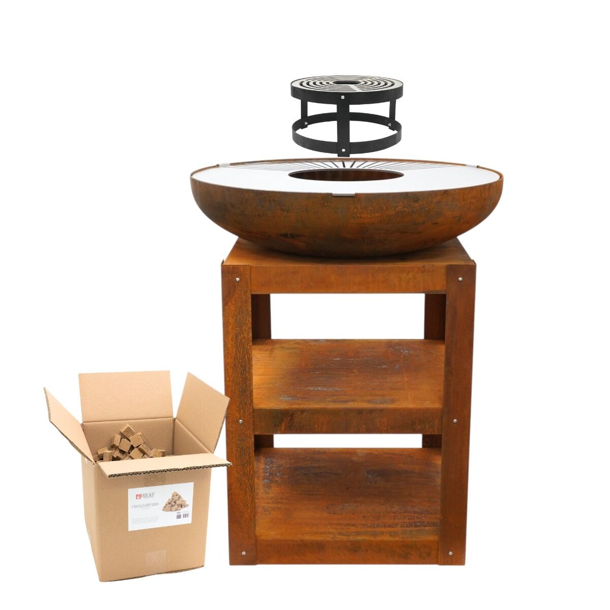 Pakketdeal HEAT barbecue Bakka + Turret Grill + Aanmaakblokjes 3kg