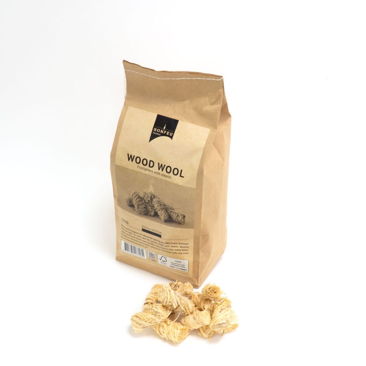 BonFeu Houtwol Aanmaakkrullen 1,5 kg - 130 stuks BonFeu Houtwol Aanmaakkrullen 1,5 kg - 130 stuks