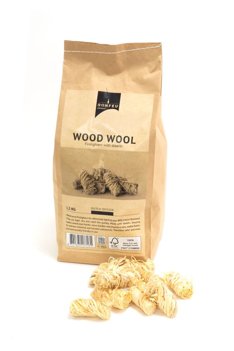 BonFeu Houtwol Aanmaakkrullen 1,5 kg - 130 stuks BonFeu Houtwol Aanmaakkrullen 1,5 kg - 130 stuks