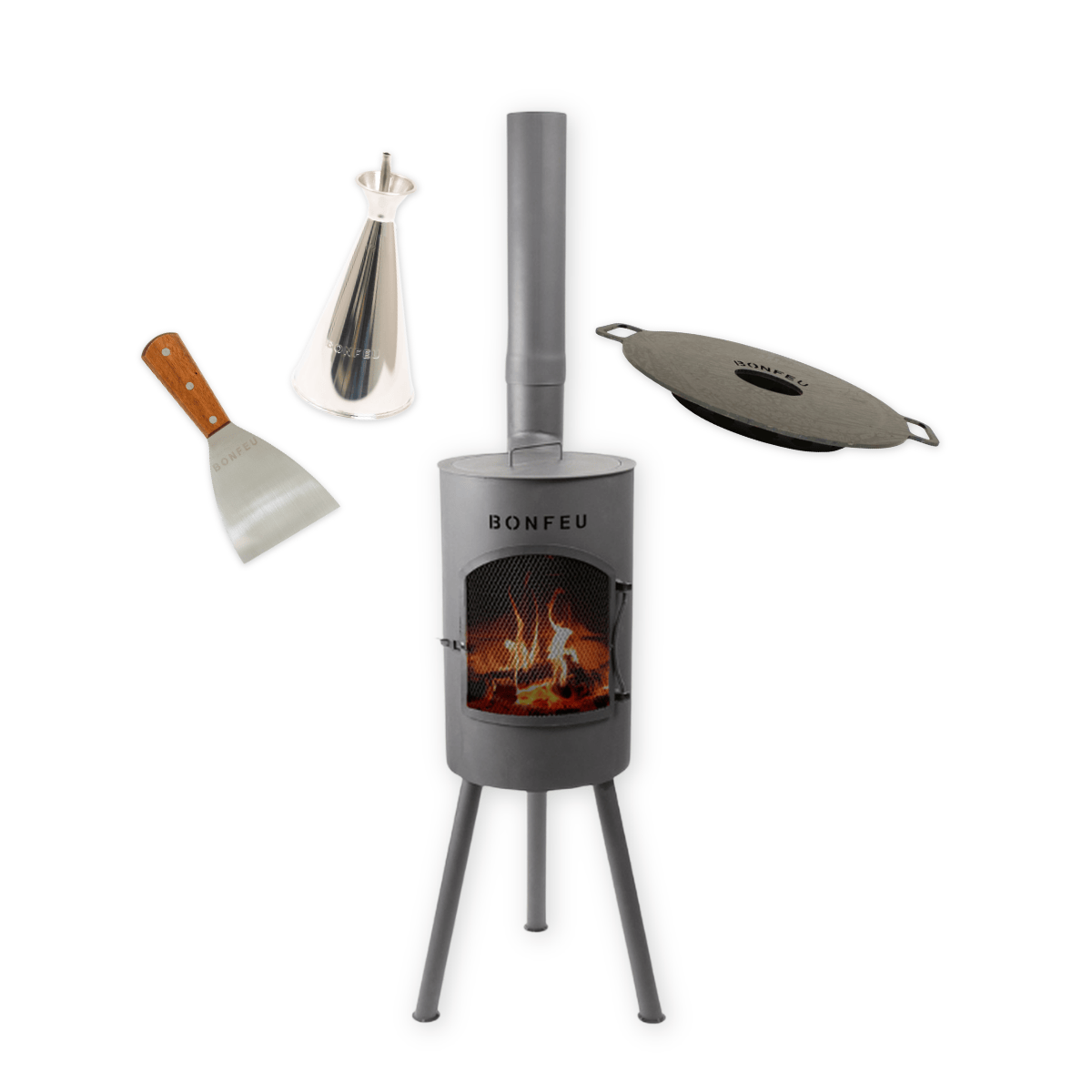 Pakketdeal BonFeu BonGiano SP zwart + plancha + oliekan + spatel