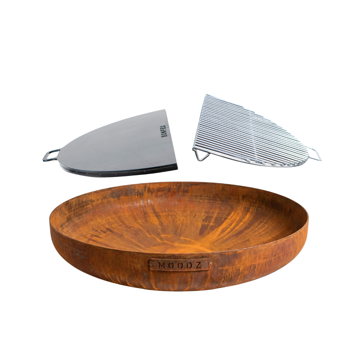Pakketdeal MOODZ vuurschaal 80 + BonPlancha 1/2 80 + BonGrill 1/2 80