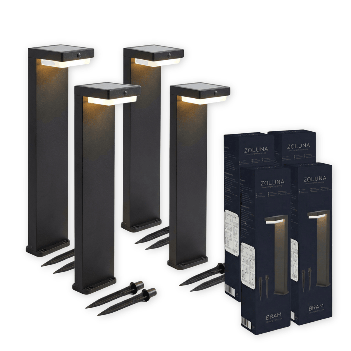 Pakketdeal ZOLUNA 4x solar priklamp Bram