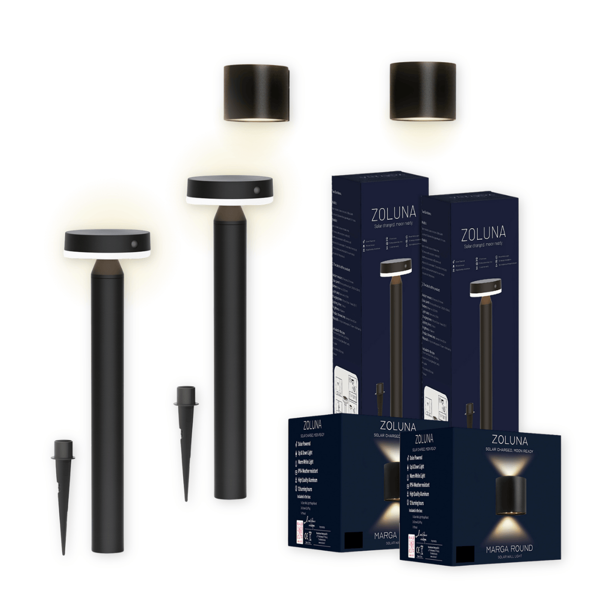 Pakketdeal ZOLUNA 2x priklamp Guus + 2x wandlamp Marga rond