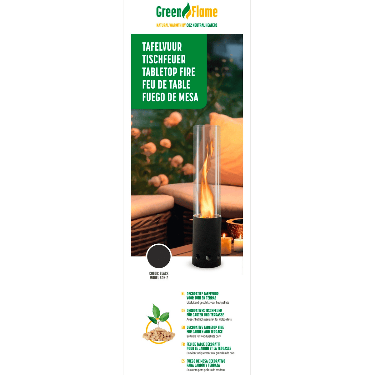 Green Flame tafelhaard zwart