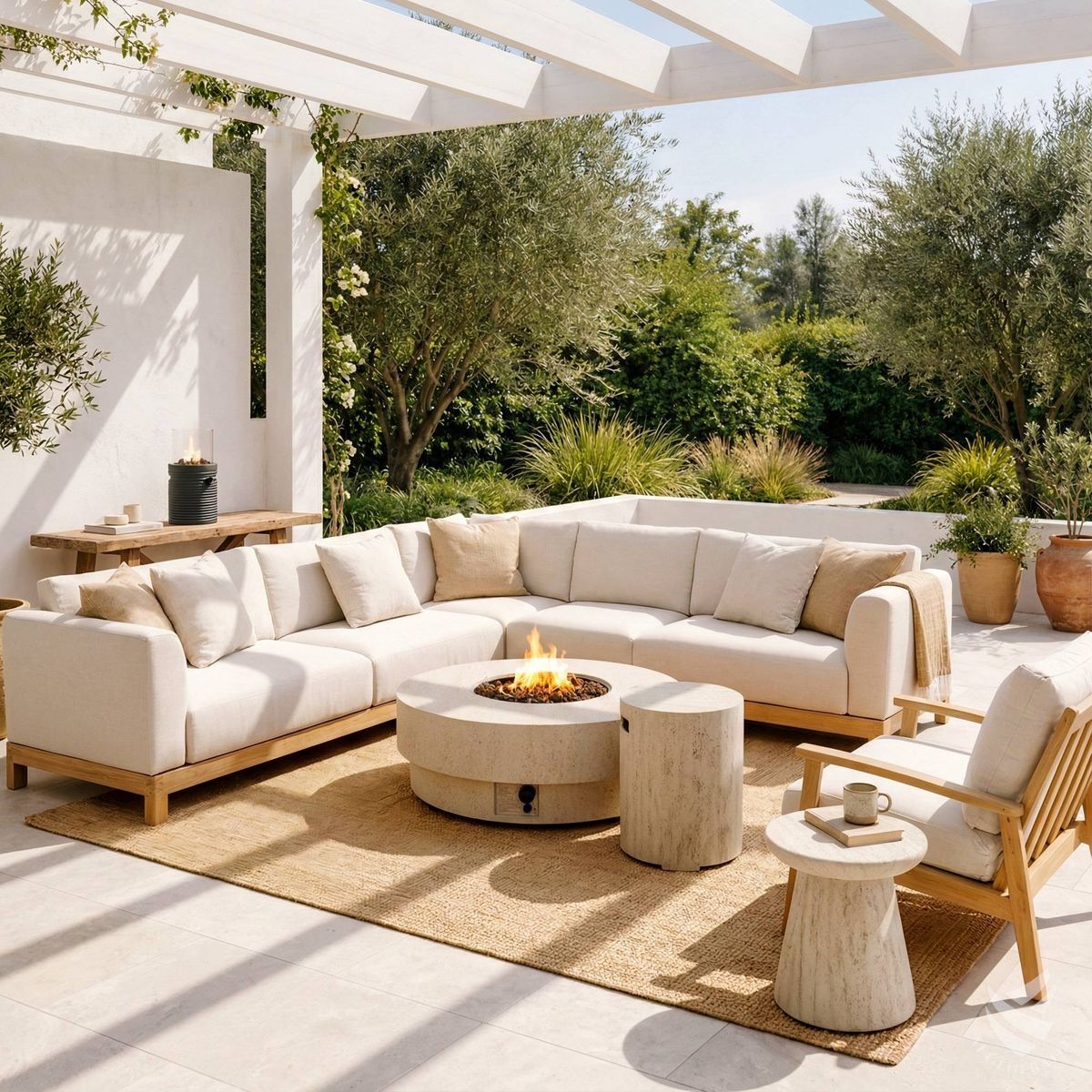 Happy Cocooning vuurtafel Estate Round 105 travertin