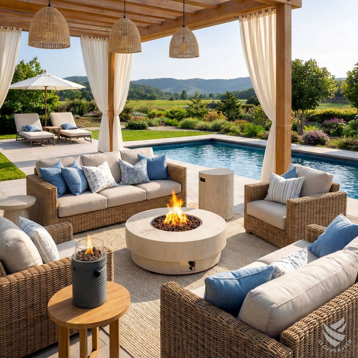 Happy Cocooning vuurtafel Estate Round 105 travertin