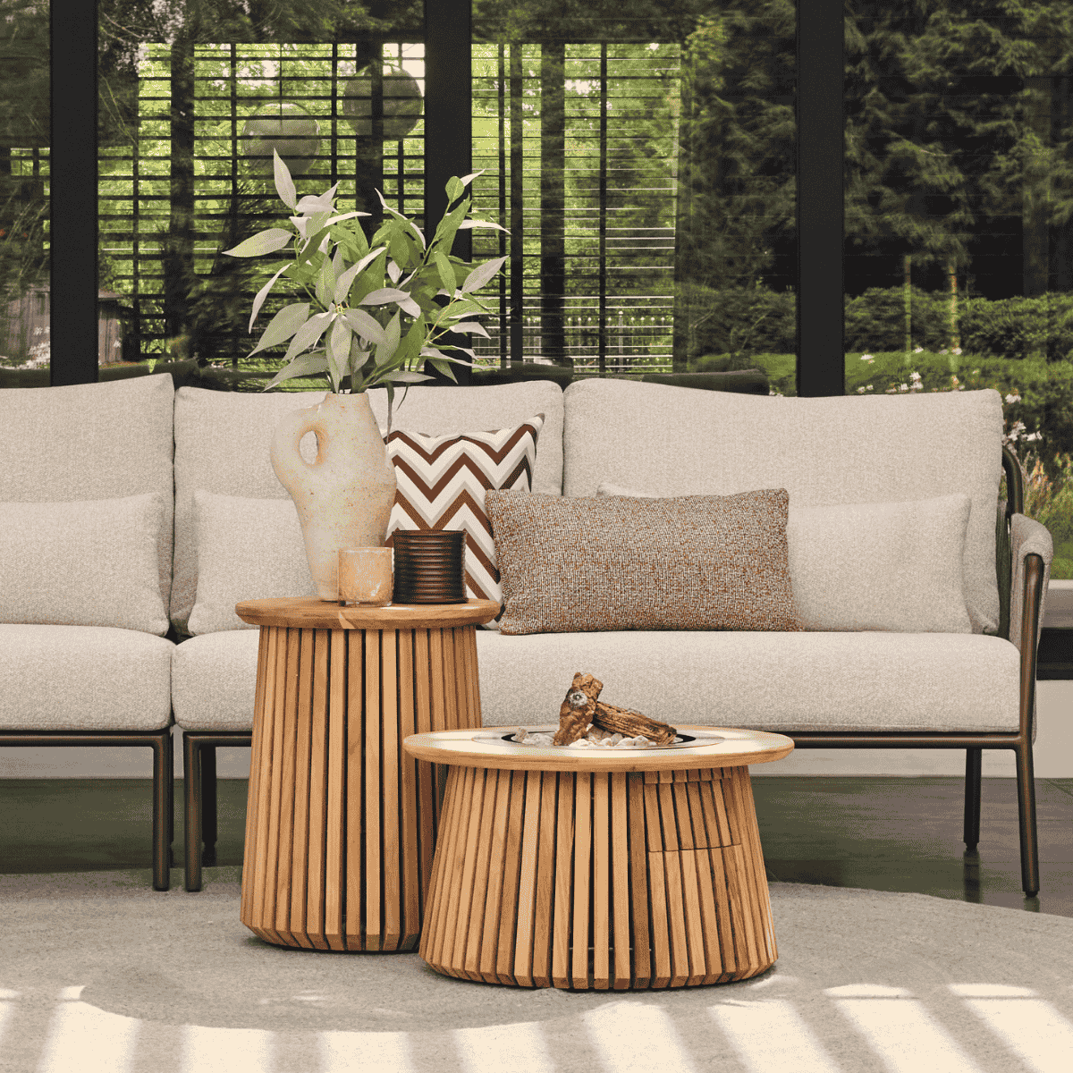 Happy Cocooning vuurtafel Lagune Round 60 teak