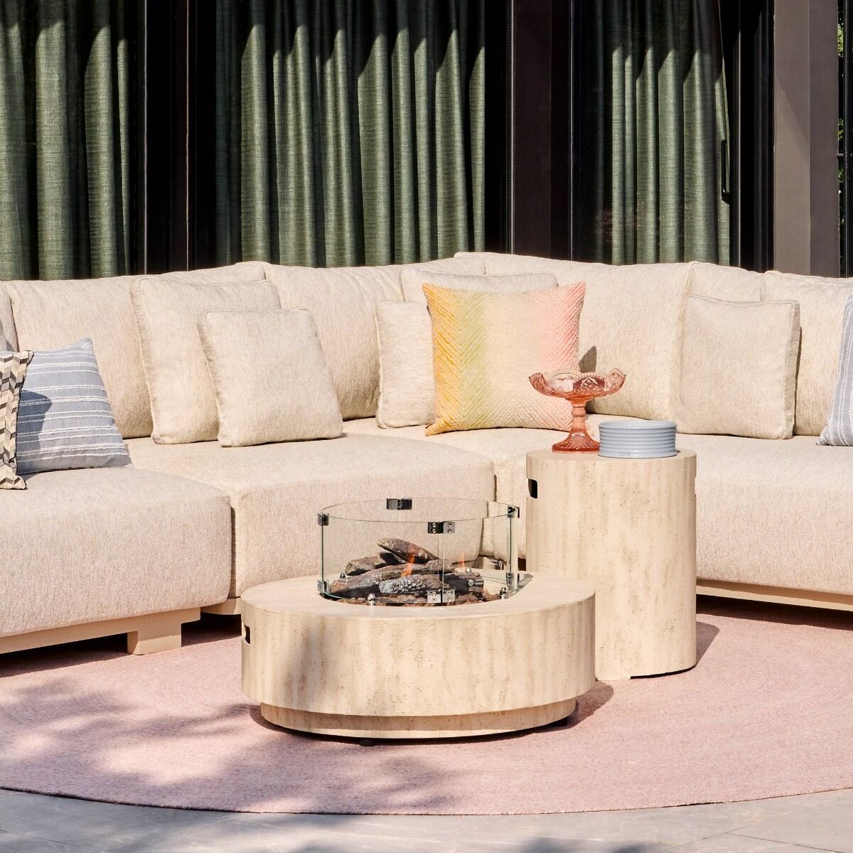 Happy Cocooning vuurtafel Estate Round 76 travertin