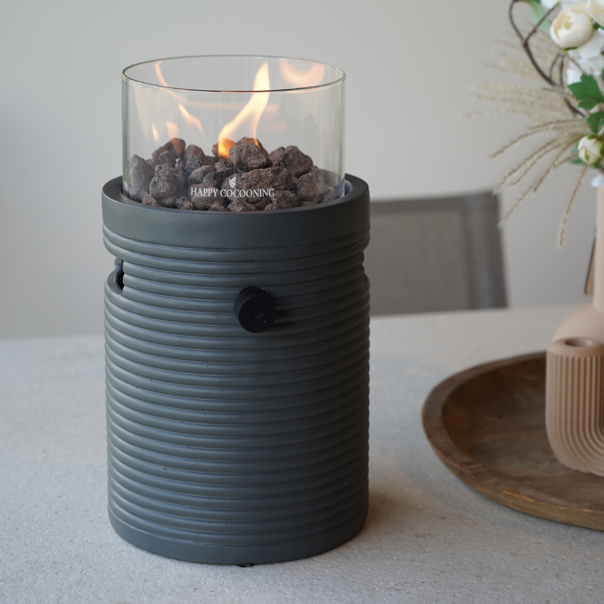 Happy Cocooning tafelbrander Lumi Groove smokey anthracite