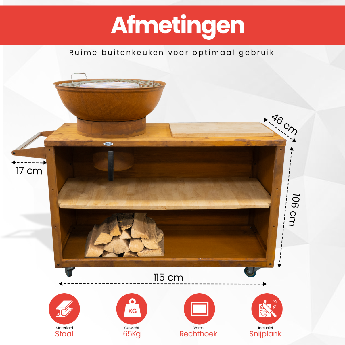 HEAT Trolle Buitenkeuken Roest