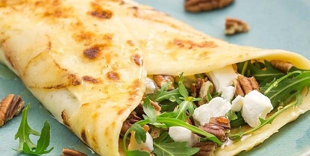 Pannenkoek met peer en geitenkaas